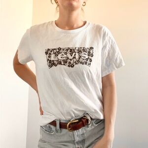 Levi's White and Brown Floral Graphic Tee for Women